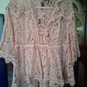 Elegant Lace Women Top in Blush Pink